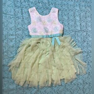 JONA MICHELLE Floral Pastel Dress with Tulle Skirt/size 7